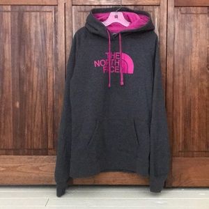 The North Face grey and pink hoodie